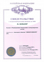 Свидетельство Роспатента об официальной регистрации программы для ЭВМ № 2019611507